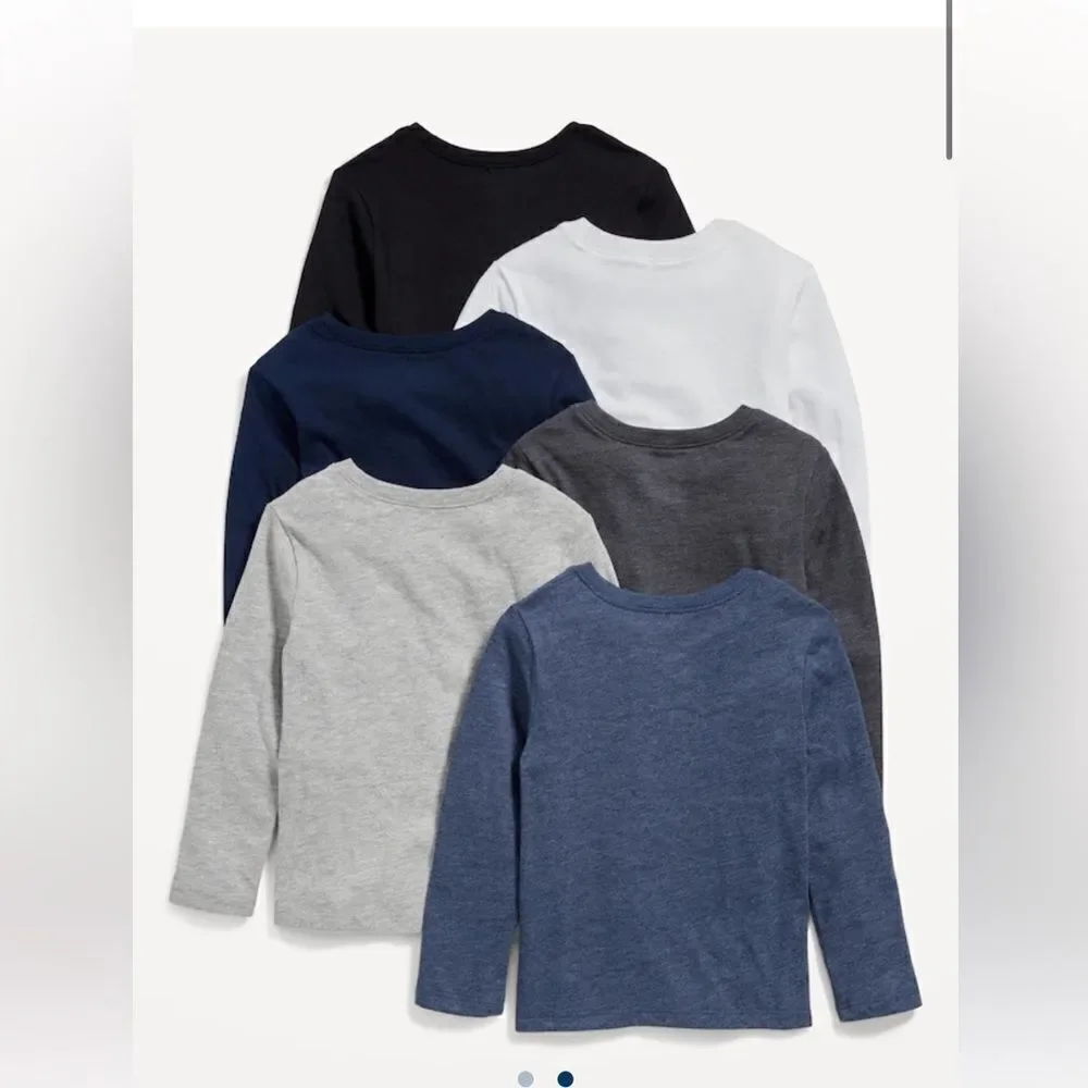 NWT New OLD NAVY Long Sleeve Tee Shirt 6 Multipack Lot White Black Blue Gray 2T